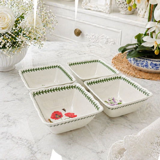 Portmeirion Botanic Garden Scalloped Square Bowl 5.5inch Set of 4 (CHN)