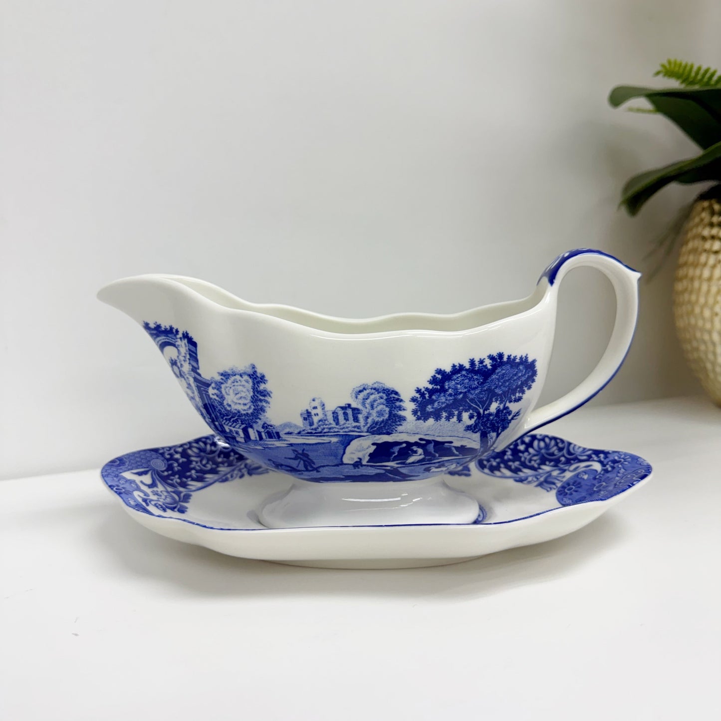 Spode Blue Italian Sauce Boat & Stand (CHN)