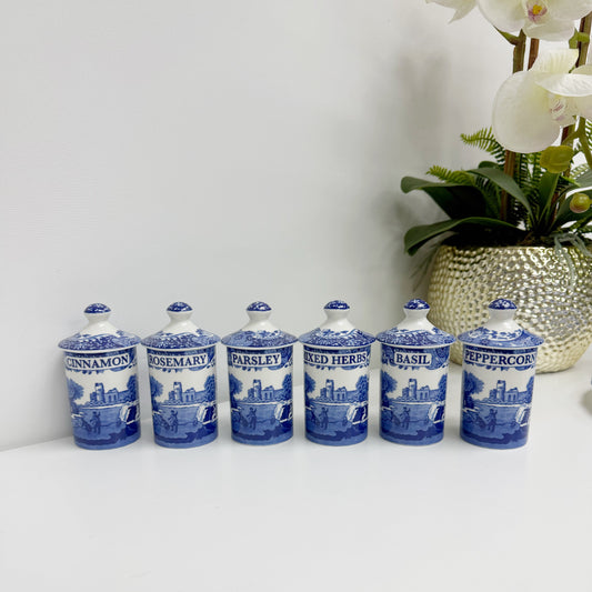 Spode Blue Italian Spice Jar Set Of 6 (CHN)