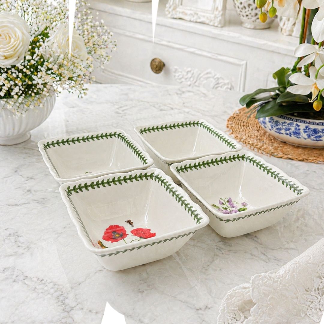 Portmeirion Botanic Garden Scalloped Square Bowl 5.5inch Set of 4 (CHN)