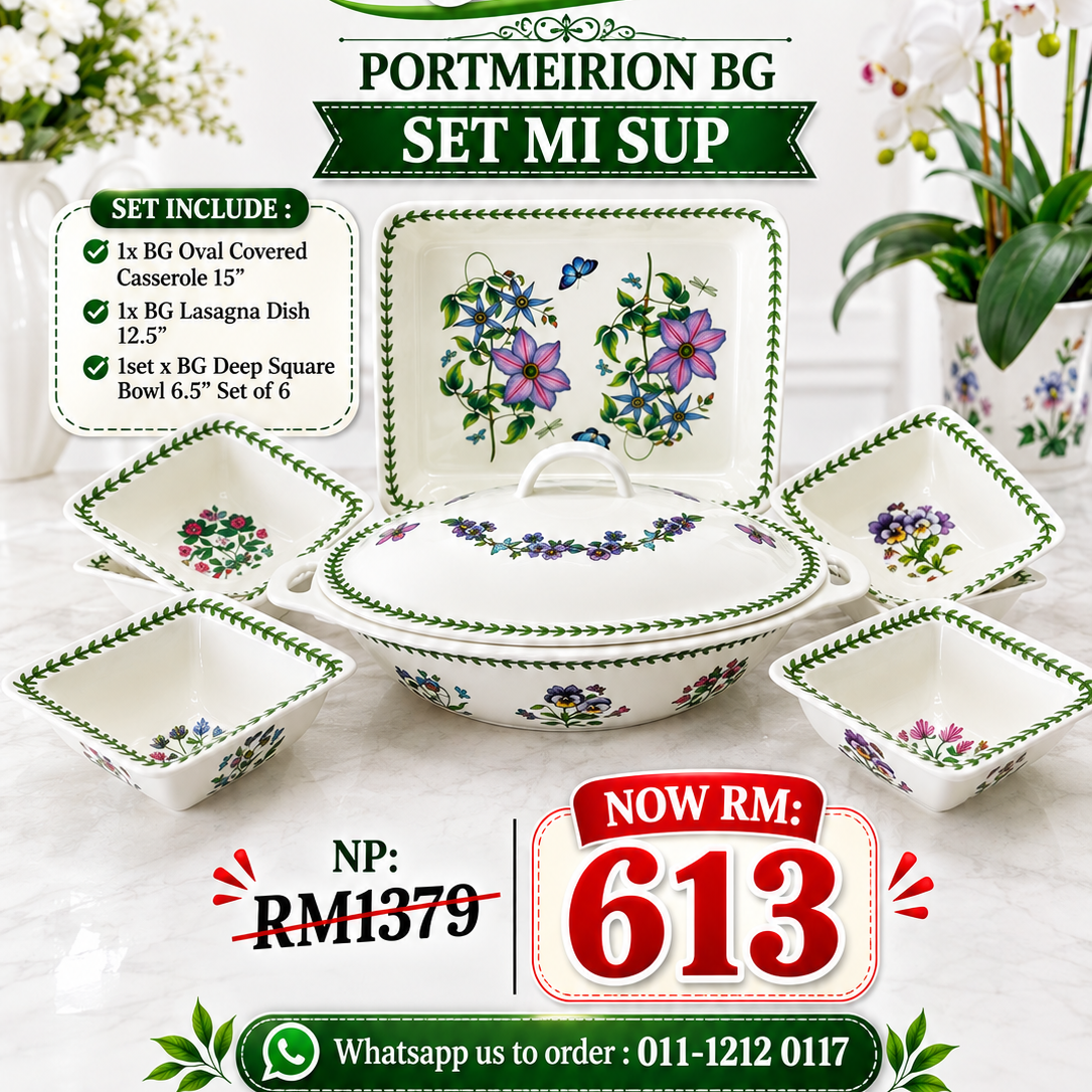 Set Mi Sup~Oval Casserole, Lasagna dish & 6.5” bowl (CHN)