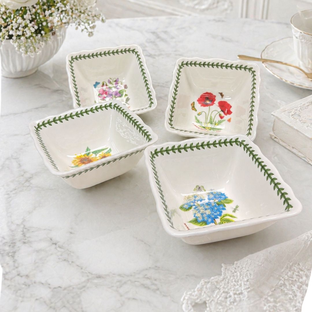 Portmeirion Botanic Garden Scalloped Square Bowl 5.5inch Set of 4 (CHN)