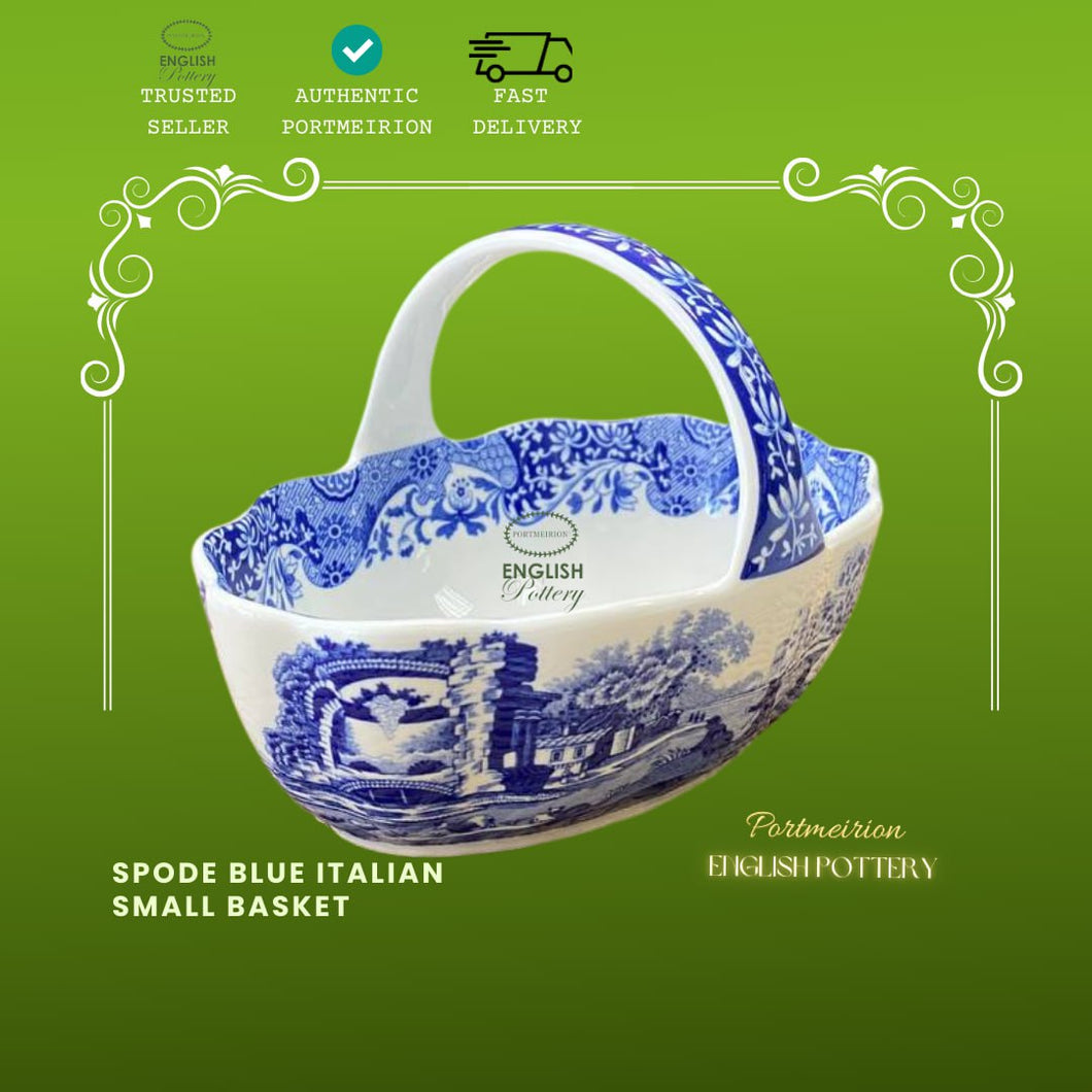 Spode Blue Italian Handled Basket