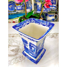 Spode Blue Italian Square Vase 6”x6”x8”