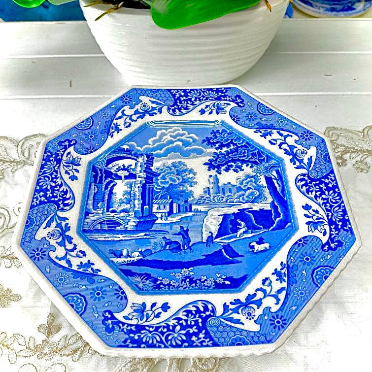 Spode Blue Italian Octagon Platter 9 Inch 2Q (ENG)