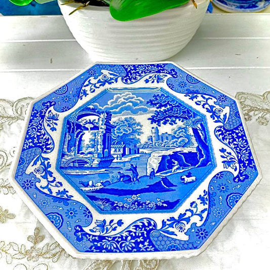 Spode Blue Italian Octagon Platter 9 Inch 2Q (ENG)