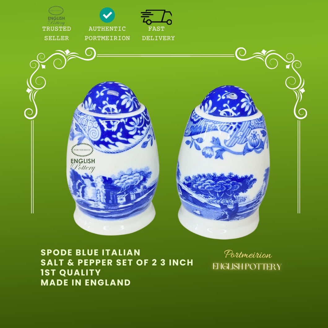 Spode Blue Italian Salt & Pepper Set Of 2 3 Inch