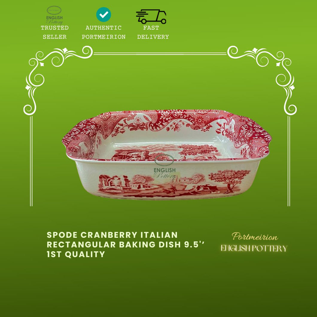 Spode Cranberry Italian Rectangular Baking Dish 9.5”