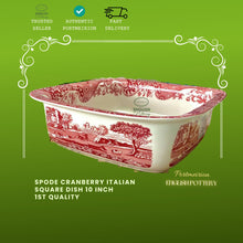 Spode Cranberyy Italian Square Dish 10 Inch